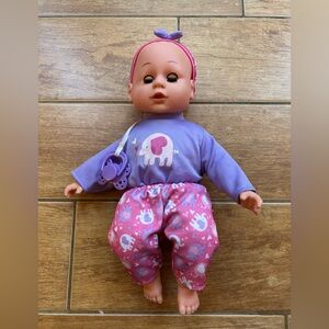 Purple and Pink Baby Doll with Elephant Outfit